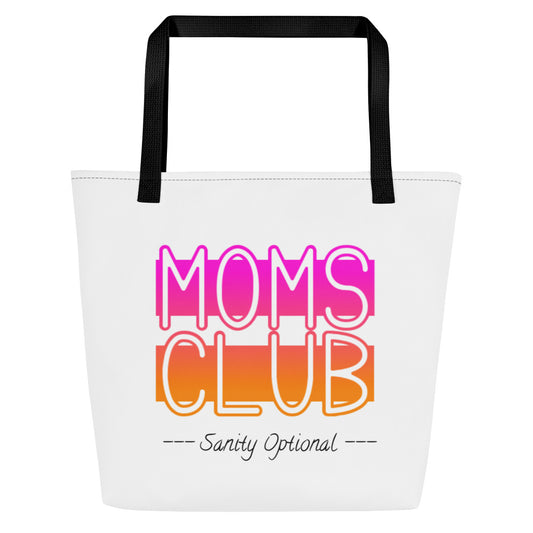 Moms Club -Sanity Optional Large White Tote Bag (pink-orange)