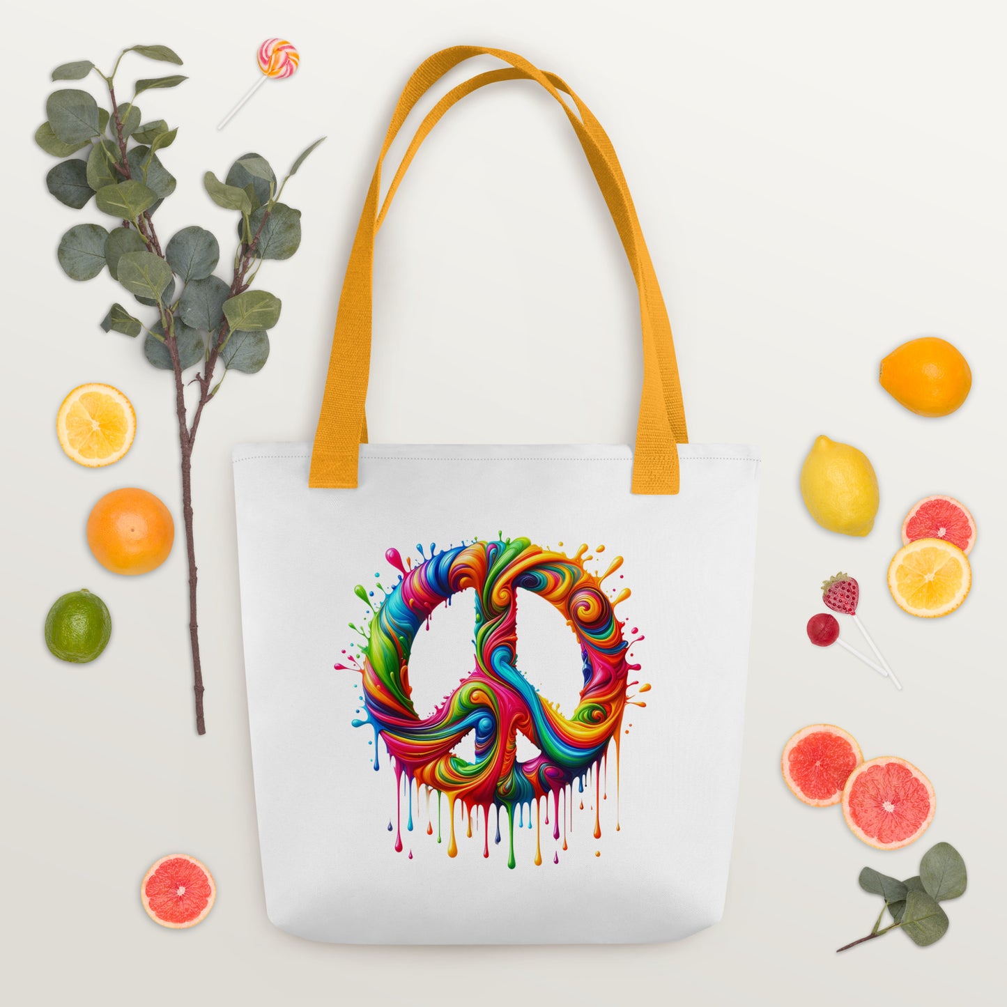 Dripping Colors of Peace Tote Bag
