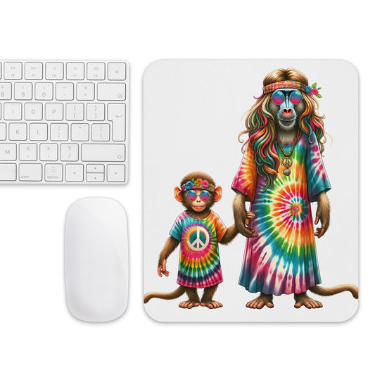 Hippie Monkey Mama and Child Mouse pad