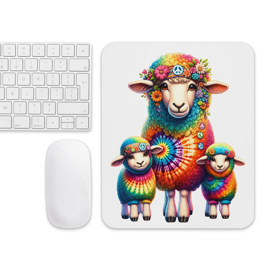 Hippie Sheep Family Mouse pad