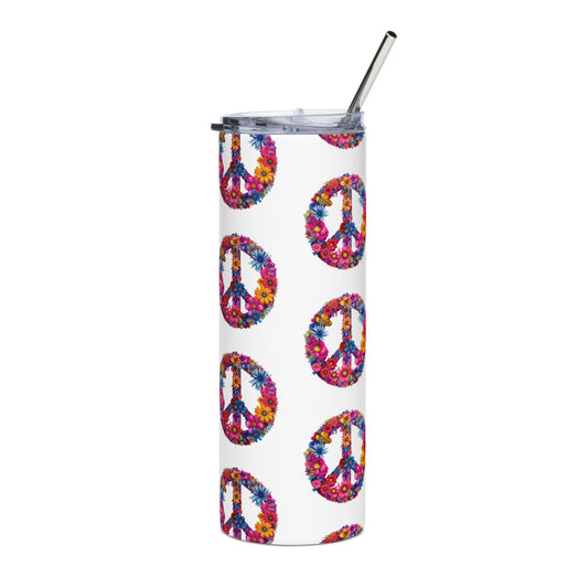 Peace Flowers Stainless Steel Tumbler
