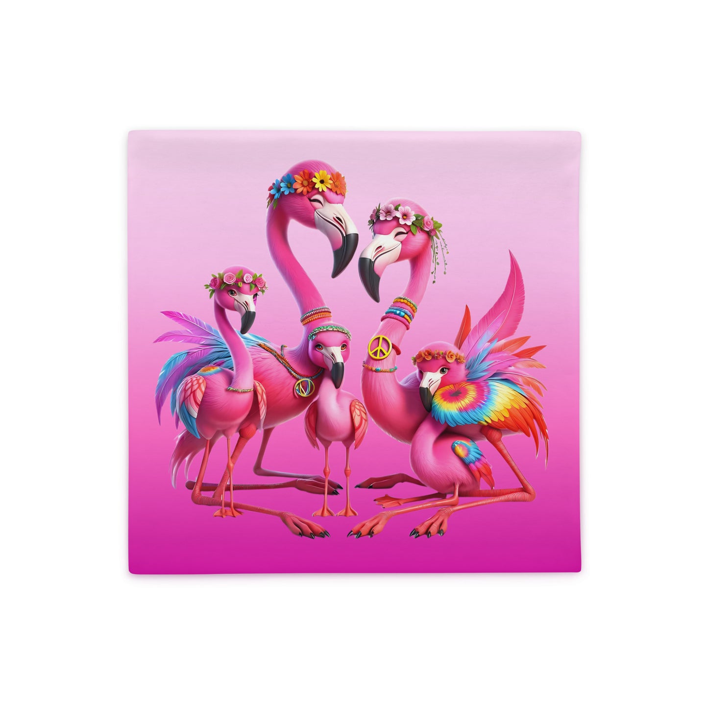Hippie Flamingo Flock Pillow Cover