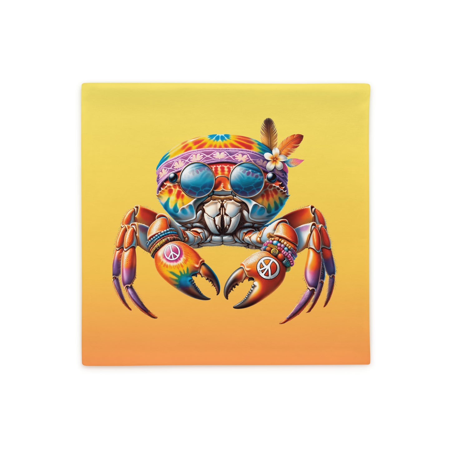 Cool Hippie Crab Pillow Case