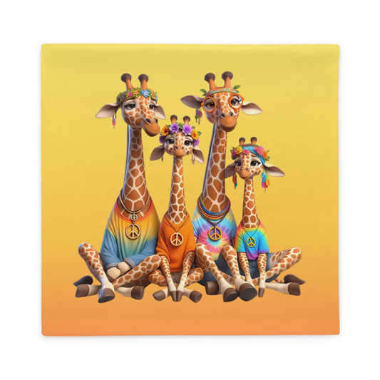 Hippy Giraffe Family Pillow Cover