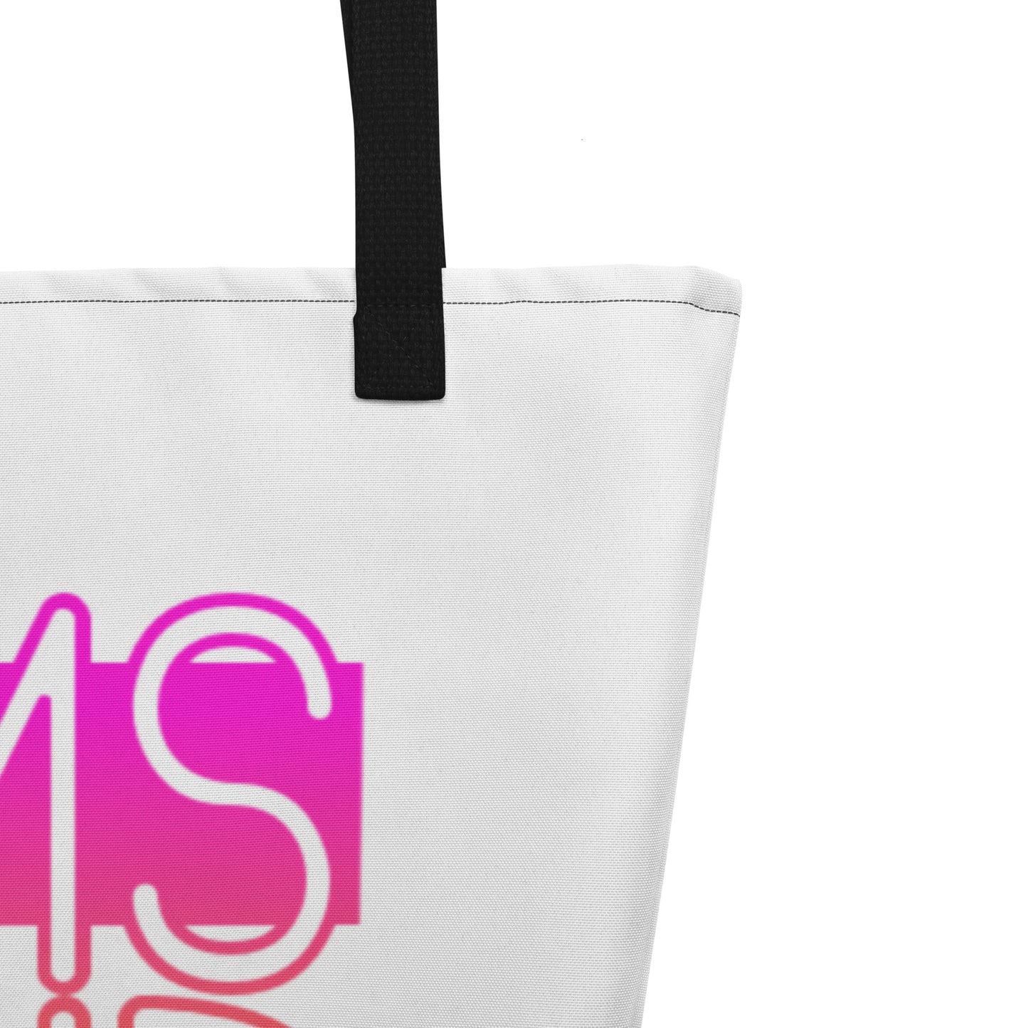 Moms Club -Sanity Optional Large White Tote Bag (pink-orange)