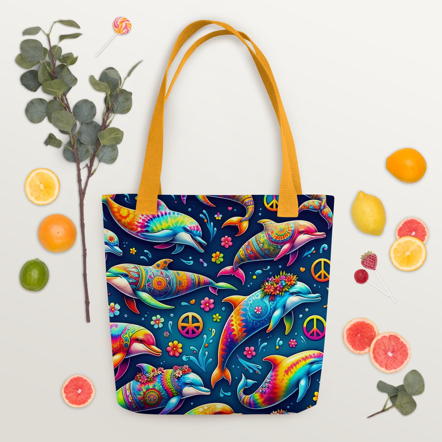 Hippie Dolphin Tote Bag