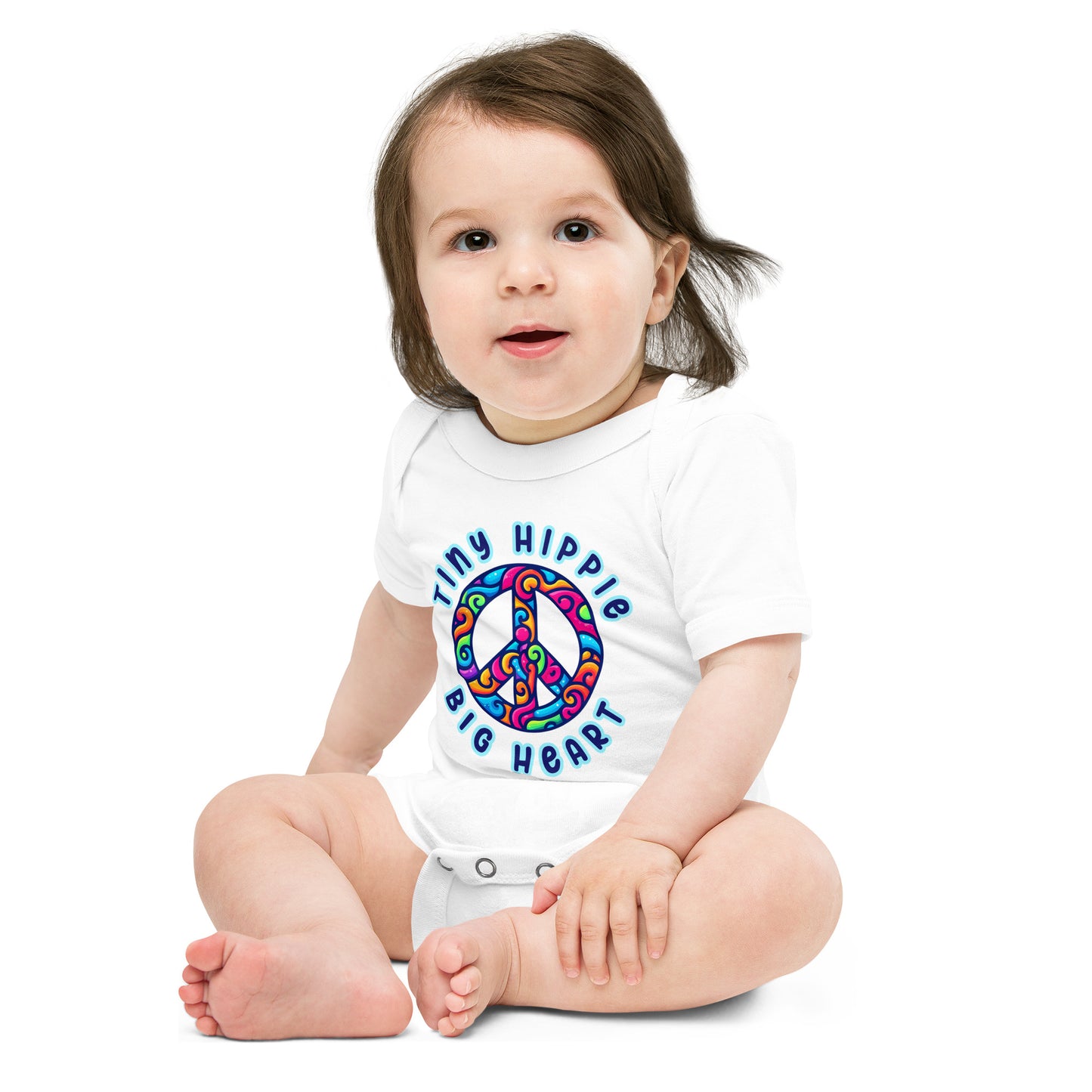 Tiny Hippie, Big Heart Baby Bodysuit