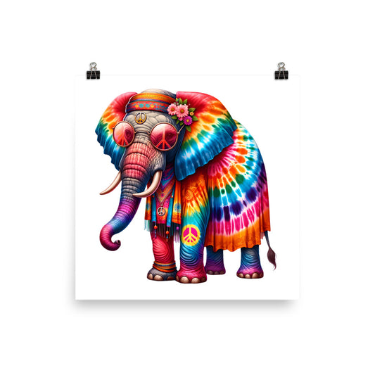 Hippie Elephant Poster