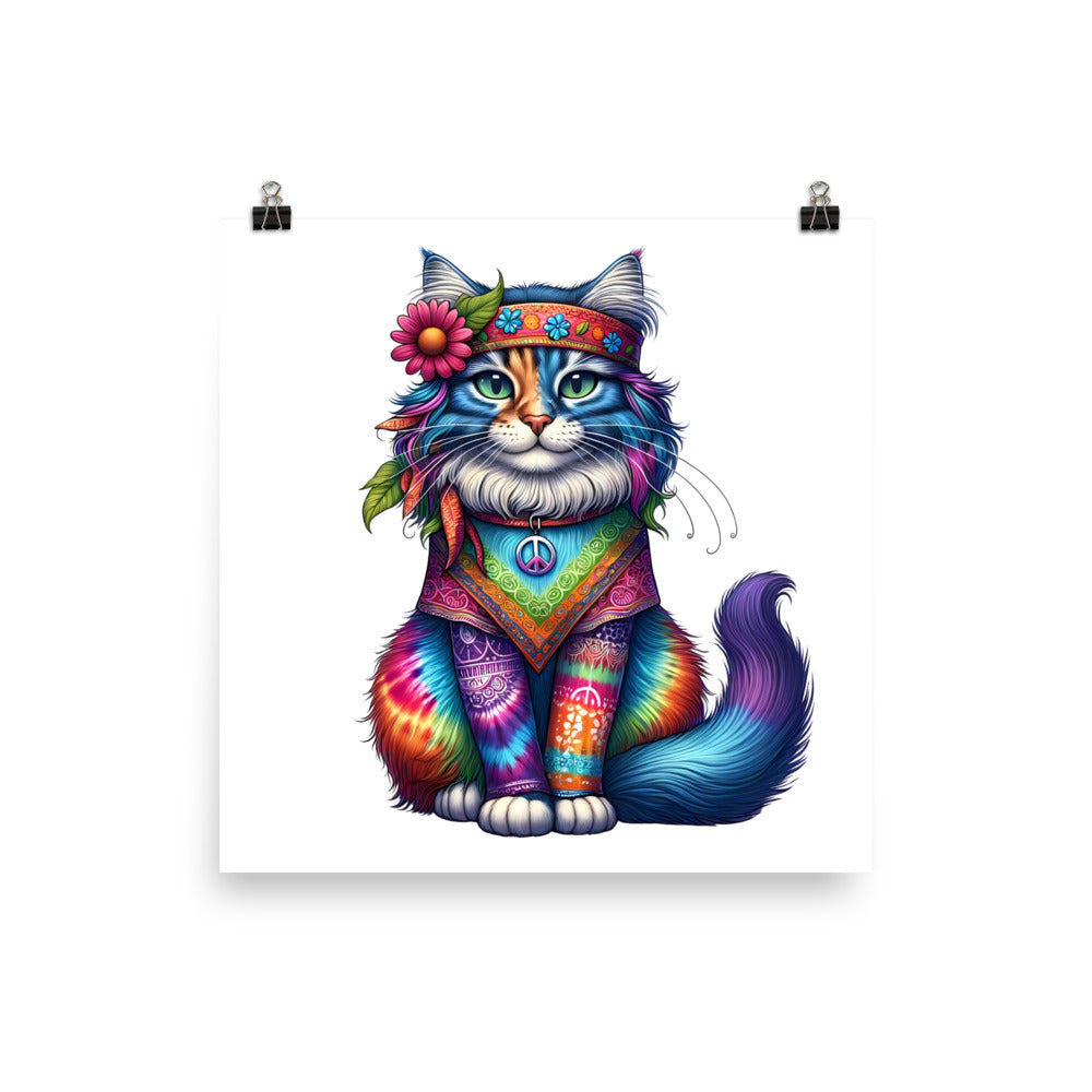 Zen Hippie Cat Poster