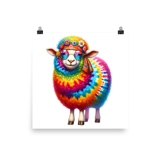 Goofy Hippie Sheep Poster