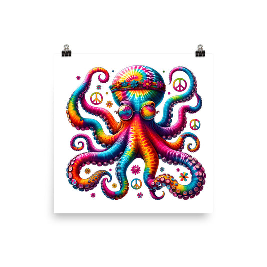 Hippie Octopus Poster
