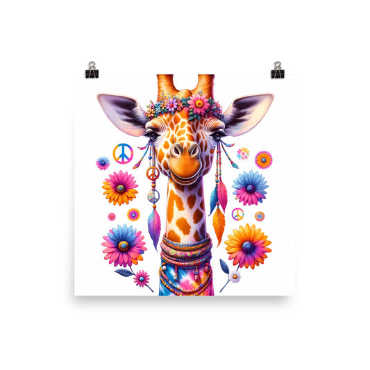 Hippie Giraffe Poster