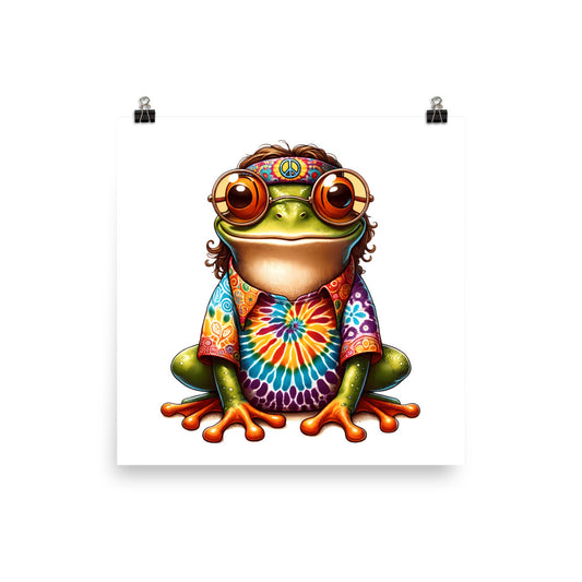 Hippie Frog Poster