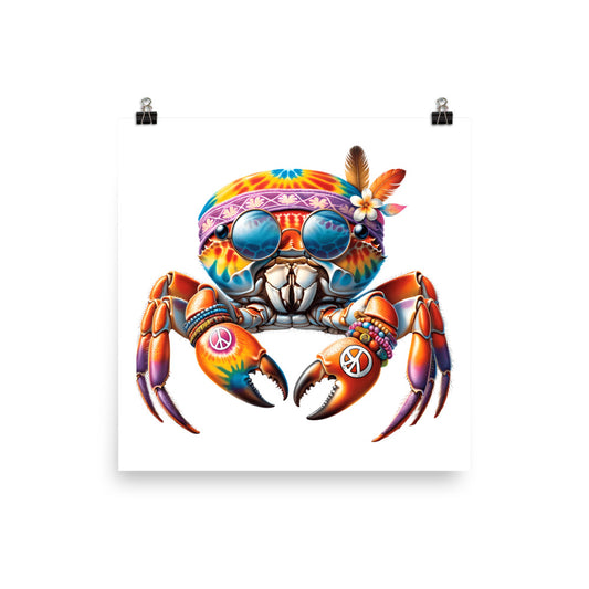 Cool Hippie Crab Poster
