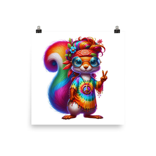 Rad Hippie Squirrel Poster
