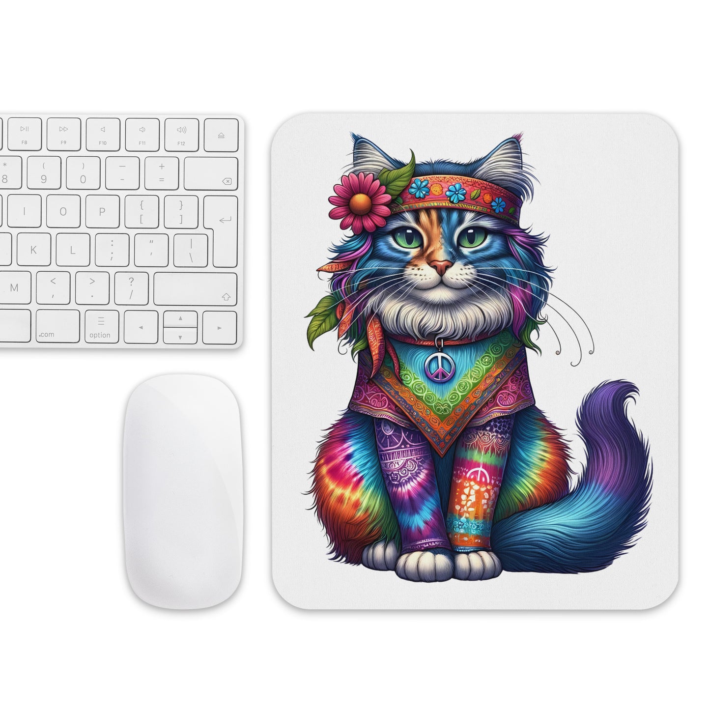 Zen Hippie Cat Mouse Pad