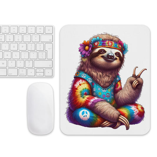 Peaceful Hippie Sloth Mouse Pad