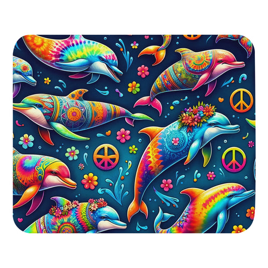 Hippie Dolphins Mouse Pad