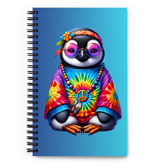 Wacky Hippie Penguin Spiral Notebook