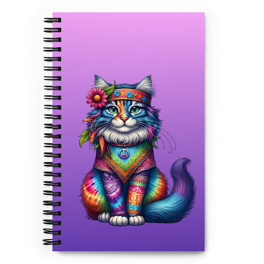 Zen Hippie Cat Spiral Notebook