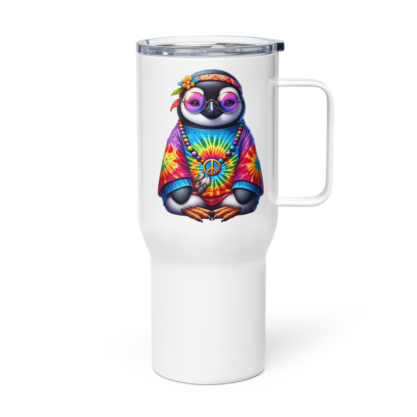 Hippie Penguin Travel Mug