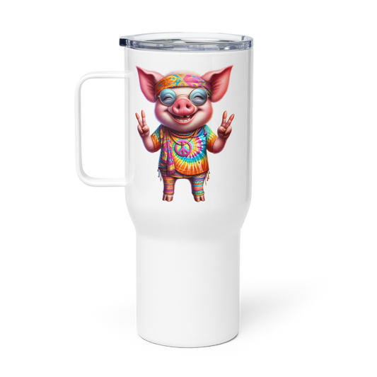 Free-Spirited Hippie Pig Travel Mug